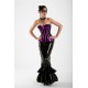 floor-length vinyl skirt with lace,black