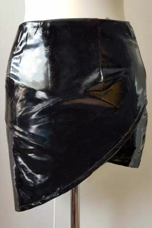 Lacquer, asymmetrical, highly elastic mini skirt,S-6XL