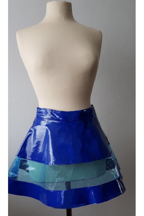 Lack Falten-Mini-Rock mit PVC,blau