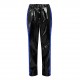 Vinyl jogging pants with blue side stripes for him