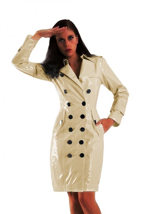 pvc vinyl coat beige S--4XL