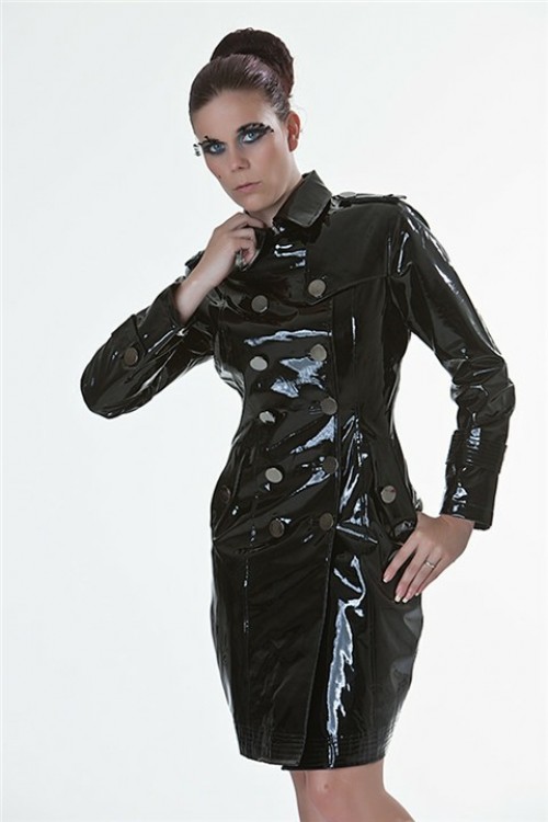 pvc vinyl coat black S-4XL