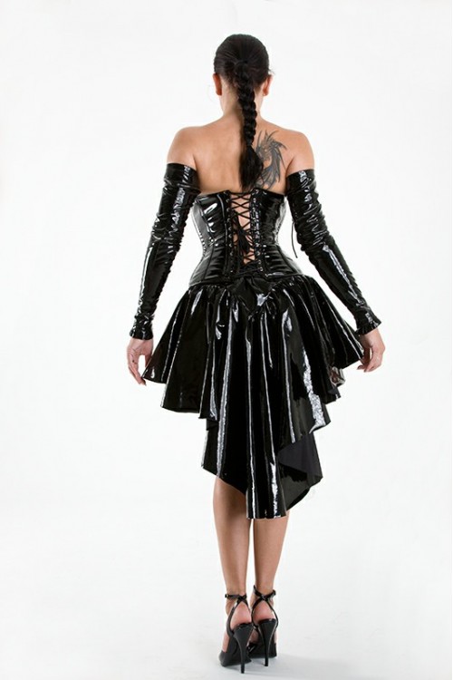 pvc Vinyl Skirt with Train, black, size S-3XL pvc Vinyl Skirt with Train, black, size S-3XL