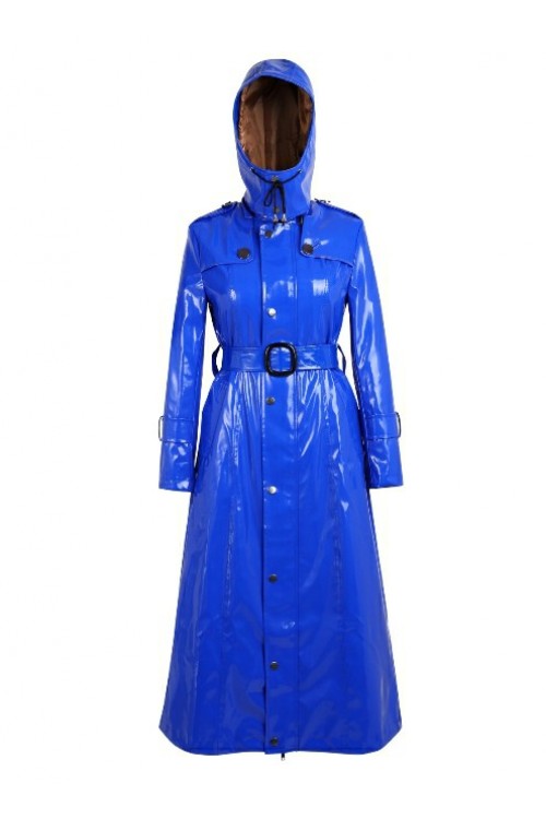 Lackina-vinyl hooded coat size S-6XL,blue