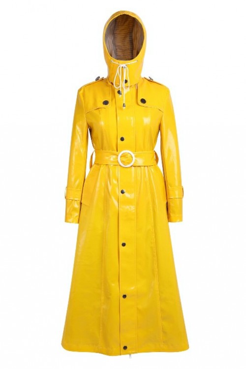 Lackina-vinyl hooded coat size S-4XL,yellow