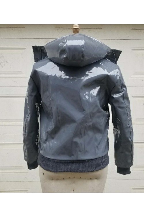 Veste de pilote en vinyle pour lui sans capuch, gris, tai, M-6XL