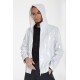 patent leather hooded jacket for him, blue