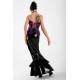 floor-length vinyl skirt with lace,black