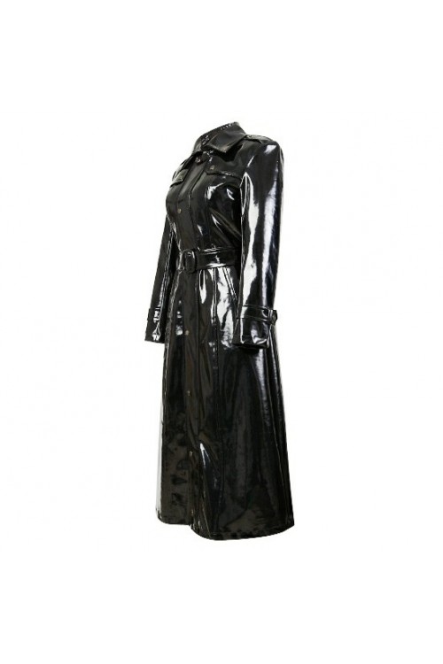 Lackina-vinyl hooded coat, black , size S-6XL