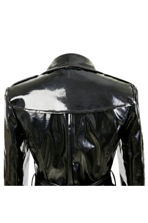 Lackina-vinyl hooded coat, black , size S-6XL