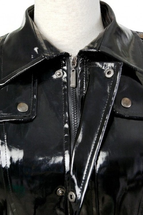 Leder Mantel Für Damen LACKINA Langes Schwarzes Lack-Kostüm 2 - Foto 3