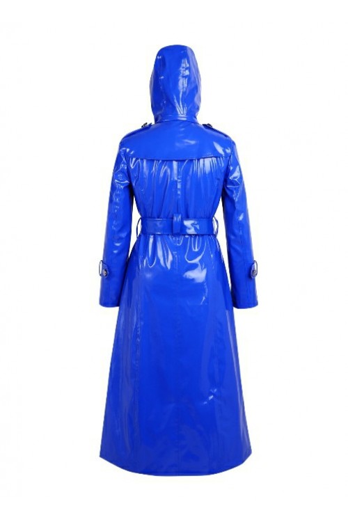 Lackina-vinyl hooded coat size S-6XL,blue