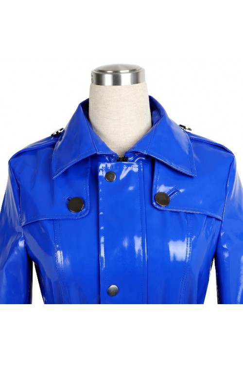 Lackina-vinyl hooded coat size S-6XL,blue