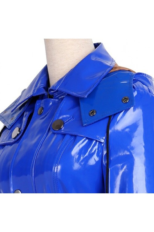 Lackina-vinyl hooded coat size S-6XL,blue