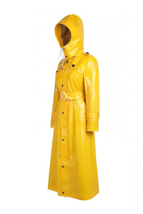 Lackina-vinyl hooded coat size S-6L,yellow