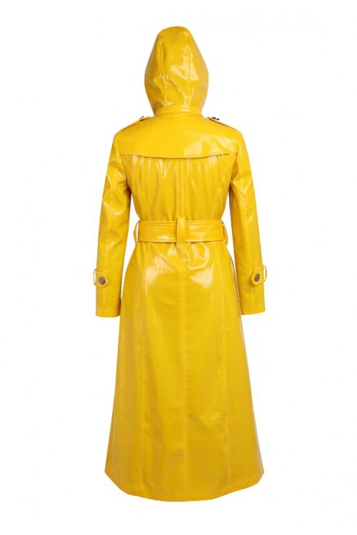 Lackina-vinyl hooded coat size S-6L,yellow