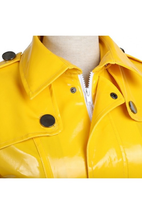 Lackina-vinyl hooded coat size S-6L,yellow