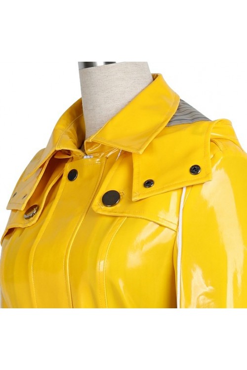 Lackina-vinyl hooded coat size S-6L,yellow