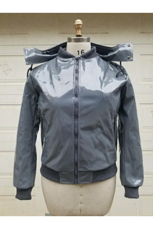 Veste de pilote en vinyle pour lui sans capuch, gris, tai, M-6XL