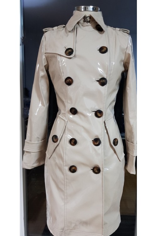 pvc vinyl coat beige S--4XL