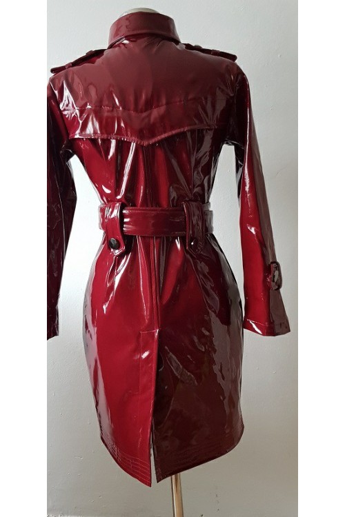 pvc vinyl coat wine red