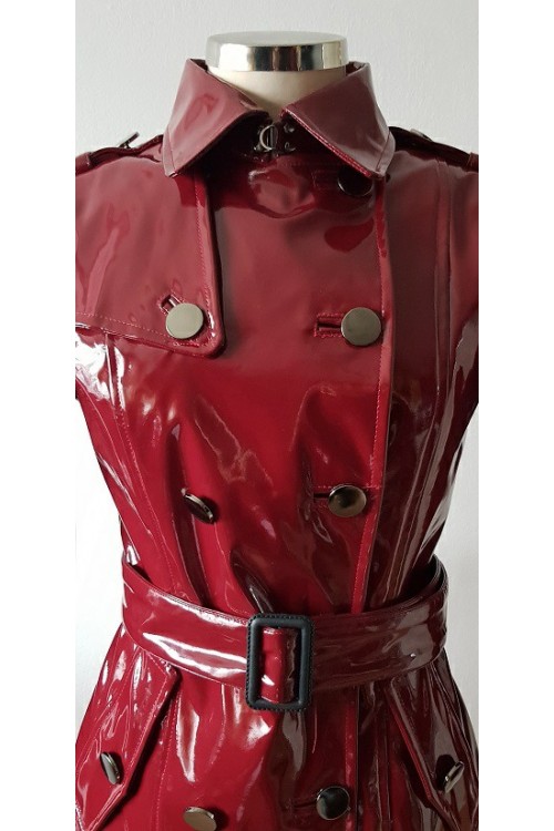 pvc vinyl coat wine red