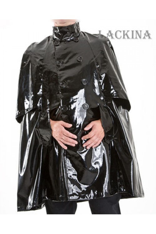 Made to measure-Vinyl cape with high collar