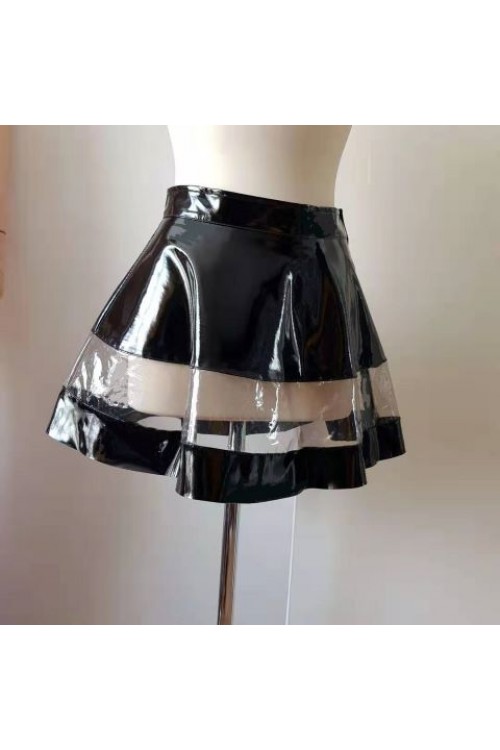 black  Mini-Skirt With PVC