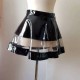 schwarz Lack Falten-Mini-Rock mit PVC