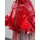 pvc Vinyl Pants with train, red, size S-3XL