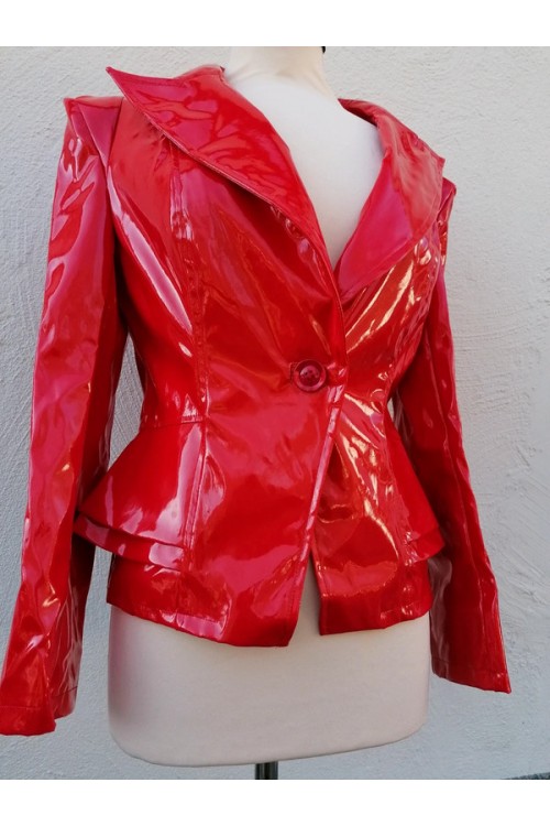 Lacquer blazer with shoulder schrug, red ,size S-4XL