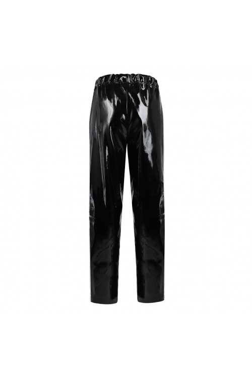 Vinyl jogging pants  with white side stripes for him