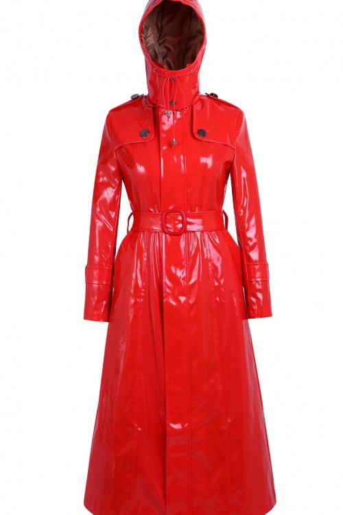 Lackina-vinyl hooded coat size S-6XL,red