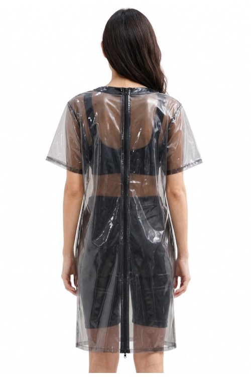 Transparent ,PVC ,Klinik Kleid,schwarz