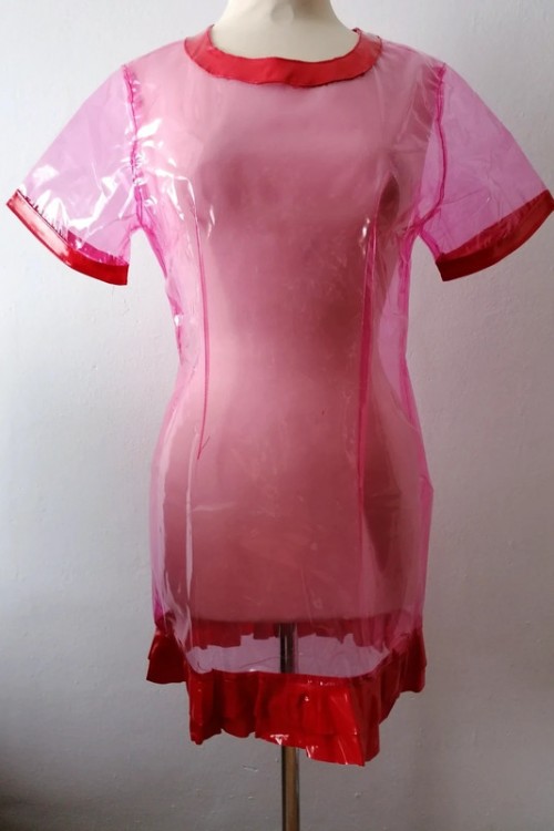 EVA  Plastic  / Lack Kleid,rot